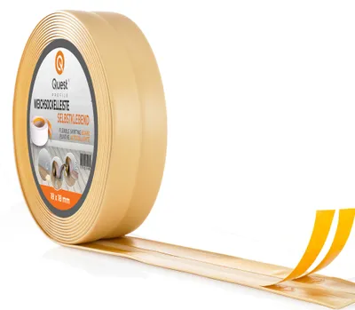 Produktbild von QUEST Weichsockelleiste Selbstklebend 30x30mm, 10m, Sockelleiste Knickleiste aus PVC Kunststoff, Flexible Fußleiste Wandabschlussleiste, cremig