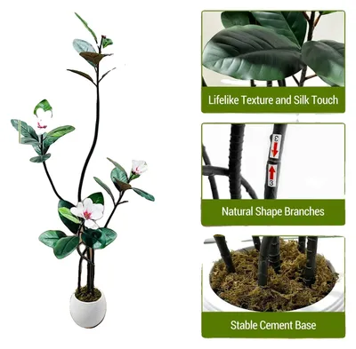 Immagine prodotto di Albero di magnolia artificiale, decorazione per interni, pianta ornamentale realistica, 150 cm