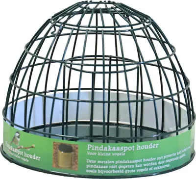 Image de Pot à beurre de cacahuète en métal vert pour petit oiseau, 25 x 19 cm - Gebr de Boon