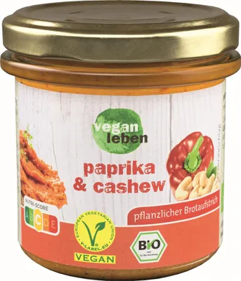 Produktbild von Vegan Leben Brotaufstrich Paprika & Cashew 135g -