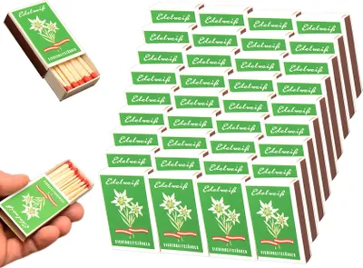 Produktbild von jameitop® Streichhölzer 39 Schachteln Edelweiß Zündholzschachtel Zündhölzer 1482 Stück Sicherheitszündhölzer, 45mm