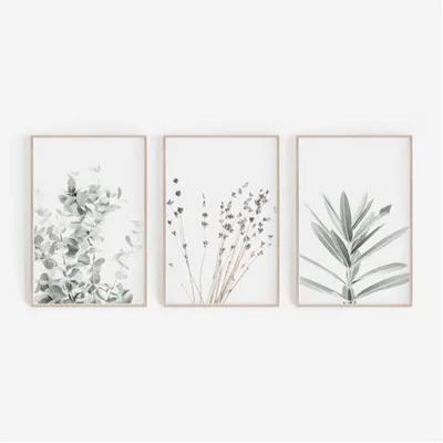 Imagen del producto de Conjunto de 3 pósters, 13 x 18 cm, con motivos de lavanda y eucalipto, para decorar paredes de salones