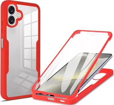 Produktbild von Schutzhülle für Samsung Galaxy A06, Eingebautem Displayschutz 360 Grad Komplettschutz Handyhülle Rot