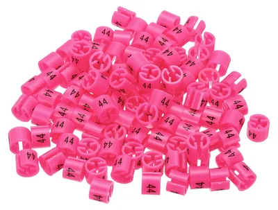 Productafbeelding van Maatwijzer voor kledinghangers - 100 stuks kledingmaatverdelers met nummer 44 - Geschikt voor 3 mm stangen - Rozenroze