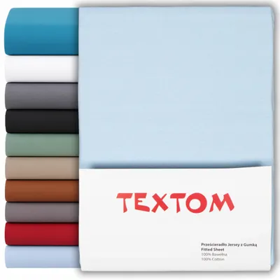 Produktbild von Textom Jersey Spannbettlaken 180x200 cm Blau für hohe Matratzen