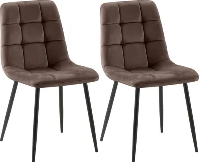 Produktbild von CLP 2er Set Esszimmerstuhl Tilde gepolstert mit Rückenlehne bis 150 kg belastbar braun Material Samt
