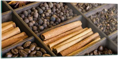 Produktbild von Bilder auf glas - Zimt Vanille Kaffee Getreide - 120x50cm - Glasbilder - Wandbilder - Kunstdruck - zum Aufhängen bereit - Wanddekoration aus Glas - Glas Bilder - Wandbild auf Glas - GAB120x50-2311
