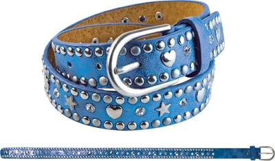 Produktbild von Gürtel Nieten Herz & Stern blau 70 cm - bb-Klostermann 22539 - Kindergürtel