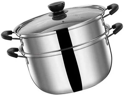 Productafbeelding van Roestvrij Stalen Kookpan met Stoominzet - 20 cm Soep- en Stoompan