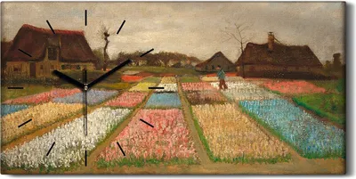 Produktbild von Wandbild Leinwand Bilder mit Uhr Geräuschlos Kunstdruck 60x30 Zwiebelfelder - schwarze Hände
