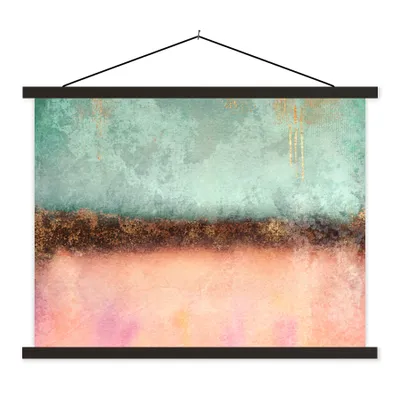 Produktbild von MuchoWow® Textilposter Gold - Farbe - Abstrakt - Grün - Rosa 60x45 cm mit schwarzem Rahmen - Poster Schlafzimmer