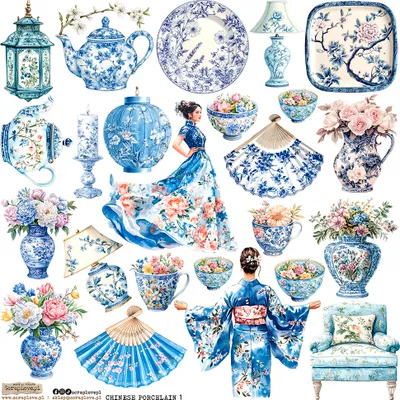 Produktbild von AUFKLEBER ScrapLove Dekor Stickers - Chinese Porcelain 1