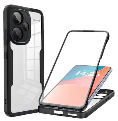 Produktbild von 360 Grad Rundum Schutz Handyhülle für Xiaomi Redmi Note 13 Pro+ 5G Full Cover Vollschutz Case Farbe: Schwarz