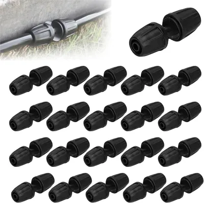 Obrázok produktu pre Sada konektorov na hadice 20ks, Čierny ABS 8/11 mm, Priame hadicové konektory, Odolné zavlažovacie fitinky
