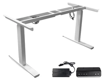 Immagine prodotto di Struttura per scrivania regolabile in altezza, design ergonomico, robusta struttura in metallo, bianca a tre sezioni