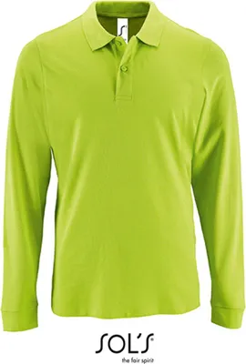 Immagine prodotto di SOLs 02087 | Polo uomo manica lunga in piqué perfetto - Colore: Verde mela - Taglia: L