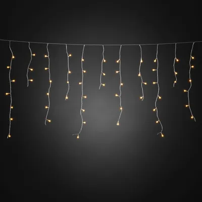 Produktbild von Konstsmide - LED Eisregen Lichtervorhang, mit weißen Globes, 200 bernsteinfarbene Diode, 24V Außentrafo, transparentes Kabel - 3672-803