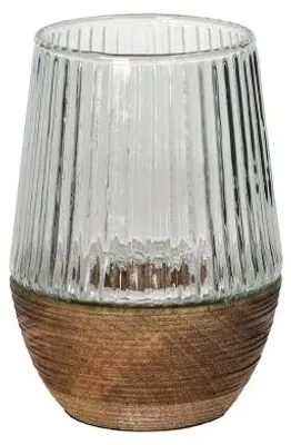 Productafbeelding van Pomax Arbre windlicht van mangohout, naturel, Ø 10,2 x H 14 cm