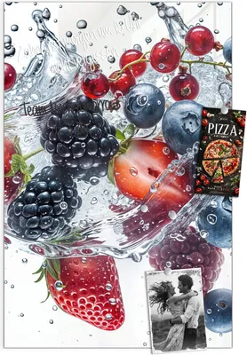 Produktbild von Magnettafel 40x60cm Pinnwand Whiteboard beschreibbar - Beeren im Wasser