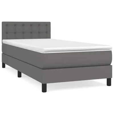 Image de vidaXL Lit boxspring avec matelas Gris 80x200 cm similicuir
