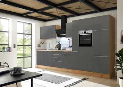 Produktbild von Küche Küchenzeile Küchenblock Marleen Premium 370 cm Grau Artisan Eiche Respekta