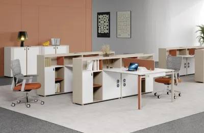 Productafbeelding van Grote bureau voor kantoor, werkplek voor 4 personen. Modern kantoormeubilair