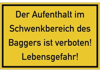 Produktbild von Dreifke® Aufkleber Der Aufenthalt im Schwenkbereich des Baggers ..., Folie, 3...