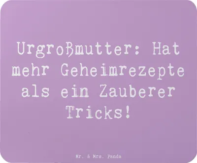 Produktbild von Mr. & Mrs. Panda Mouse Pad Spruch Urgroßmutter Schätze - Lavendeltraum - Geschenk, Verwandte, Familientradition, Ahnen, Mousepad, Erinnerungen, Liebe, pc, Rezepte, Kochen