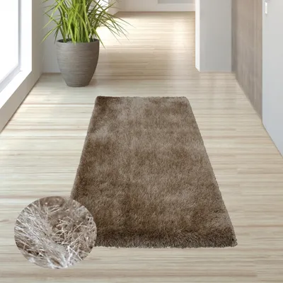 Immagine prodotto di Tappeto a pelo lungo lucido, color beige - 80 x 150 cm