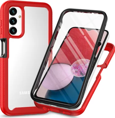 Produktbild von Galaxy A14 5G Hülle, Bumper mit Eingebautem Displayschutz 360 Grad Komplettschutz Schutzhülle für Samsung Galaxy A14 5G Rot