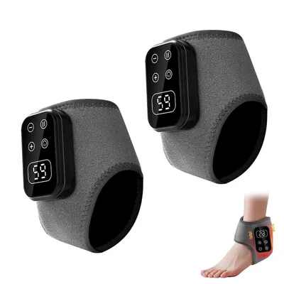 Produktbild von Elektrische Fußgelenkbandage mit Wärme & Massage, 2er Set, Kabellos, 5 Massagestufen, 6 Heizstufen, Grau