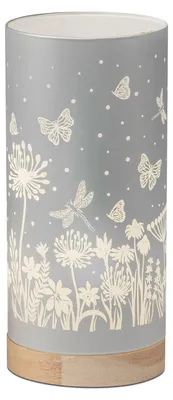Produktbild von LED Deko Licht Tischlampe Blumenwiese Zylinder Pastell silber H 20cm Formano F26