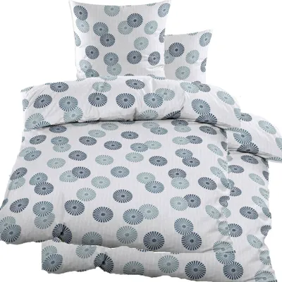 Produktbild von 4-tlg. Seersucker Bettwäsche 2x (135x200 +80x80cm), weiß, Kreise/Punkte, bügelfrei