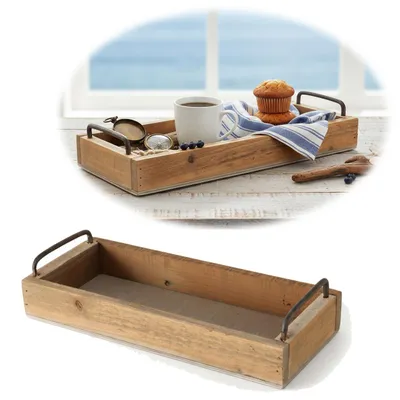 Produktbild von LS-LebenStil Vintage Holz Serviertablett 32x14cm mit Griff Holztablett Küchentablett Deko Tablett