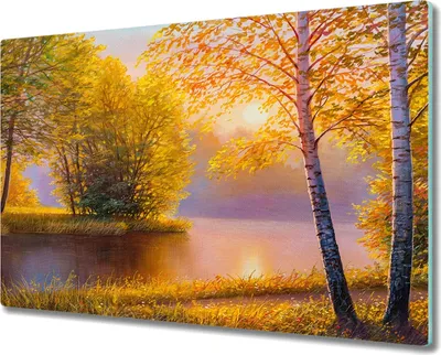 Produktbild von Coloray Hackbrett Herdabdeckplatte 80x52 cm Küchenbrett Kochplattenabdeckung Schneidebrett - Blumen Fluss Natur