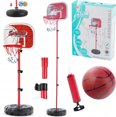 Produktbild von Basketball-Set für Kinder mit verstellbarem Korb, Ball und Pumpe 777-441