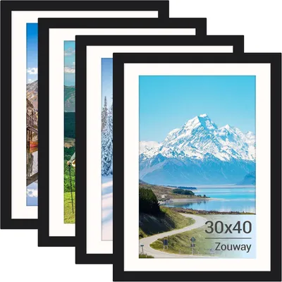 Produktbild von 4 schwarze Bilderrahmen, 30 x 40 cm, mit Plexiglas; 30 x 40 cm Bilderrahmen für Fotos und Poster