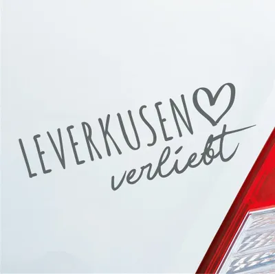 Produktbild von Auto Aufkleber Leverkusen verliebt Herz Stadt Heimat Liebe Car 19x7 cm Grau Sticker Heckscheibenaufkleber