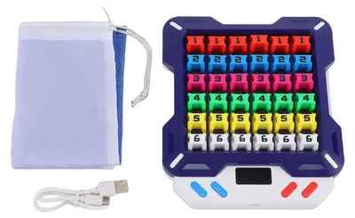 Produktbild von Elektronisches Sudoku-Puzzlespiel, tragbar, buntes Lichteffekt-Logik-Trainer-Brettspielzeug für Kinder, Jugendliche und Erwachsene