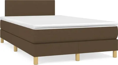Imagen del producto de Cama con somier y colchón de la marca vidaXL, color marrón oscuro, dimensiones 120x200 cm, tapizada en tela