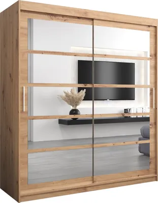 Produktbild von Kleiderschrank, Schiebetürenschrank Schlafzimmer, Schrank mit Spiegel ROMA 2 180 cm