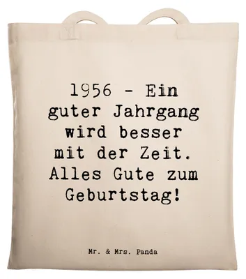 Produktbild von Mr. & Mrs. Panda Shopping Tasche Spruch 1956 Geburtstag - Transparent - Geschenk, Alles gut zum, Schultasche, dokumententasche, Happy Birthday, Erinnerung, Laptoptasche