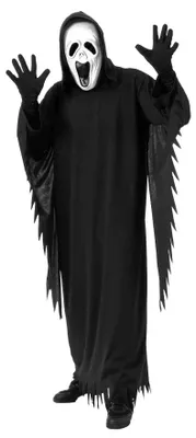 Produktbild von Screamface Howling Ghost Kostüm für Erwachsene, schwarz, Einheitsgröße (M-L) mit Maske und Handschuhen