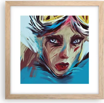 Produktbild von Gerahmtes Poster - Rahmen in heller Eiche - Stück Modern Frau - 30x30 cm - Wand Bild - Wanddeko - Wandbilder - Kunstposter - Wandposter - Bilderrahmen - Bilder - Kunstdruck - P2NAC30x30-4650