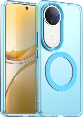 Image de Etui magnétique pour Vivo V50, étui antichoc fin, mat et translucide Bleu
