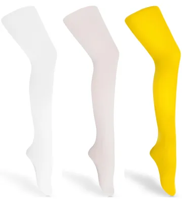 Produktbild von Merry Style 3er Pack Kinder Strumpfhose für Mädchen Microfaser 60 DEN WL-010 (Weiß/Ecru/Gelb, 152-158)