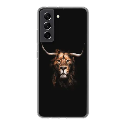 Produktbild von MuchoWow® Handyhülle Schutzhülle Hülle für Samsung Galaxy S21 FE Löwe - Horn - Schwarz Silikon Softcase Handy Hülle - Mobiltelefonhülle