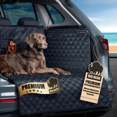 Produktbild von BigDean Premium Kofferraum Schutzmatte mit Seiten & Stoßstangenschutz – Kofferraumschutz Hund schmutz- & wasserabweisend – Universelle Kofferraumwanne