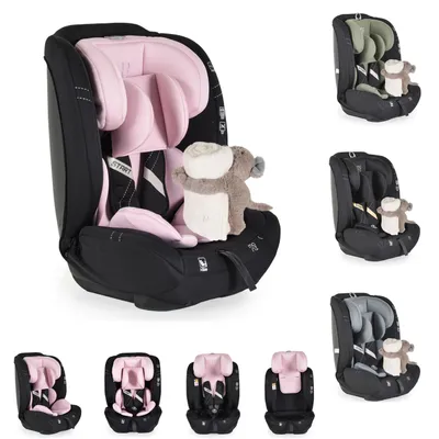 Obrázek produktu pro Dětská autosedačka Moni i-Size Start (76-150 cm) s nastavitelnou opěrkou hlavy, plyšová hračka růžová