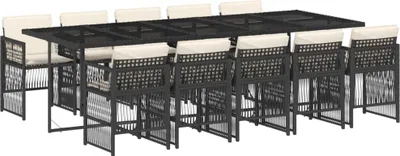 Obrázek produktu pro vidaXL 11dílný zahradní jídelní set s polštáři Black Poly Rattan